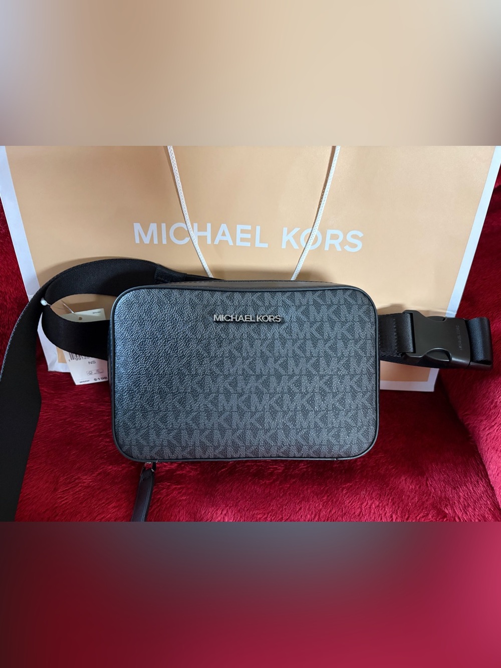 NWT Michael Kors Black MK Logo Belt Bag